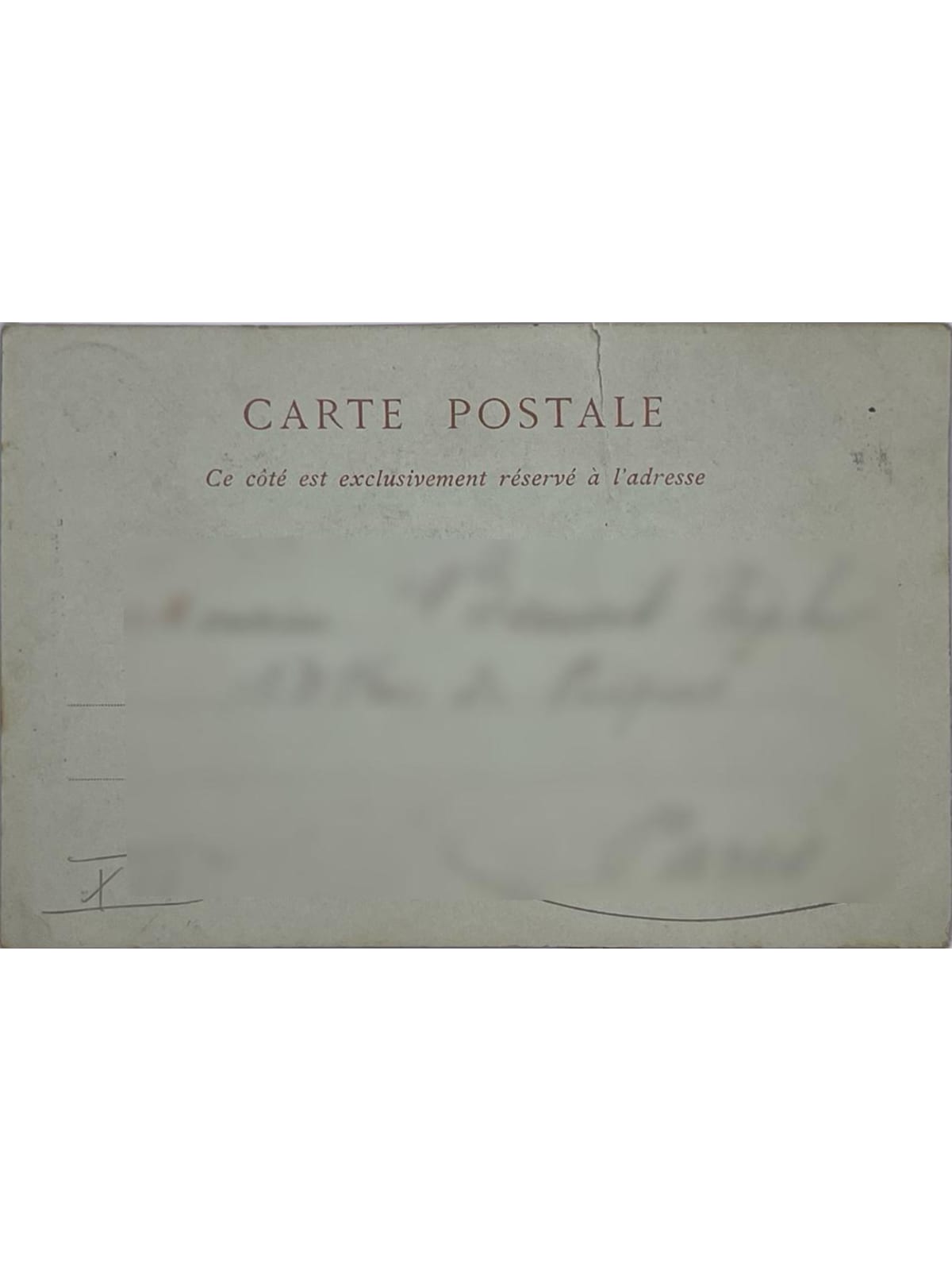 Verso de la carte postale