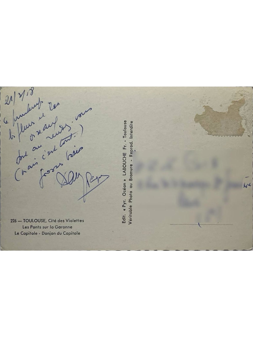 Verso de la carte postale