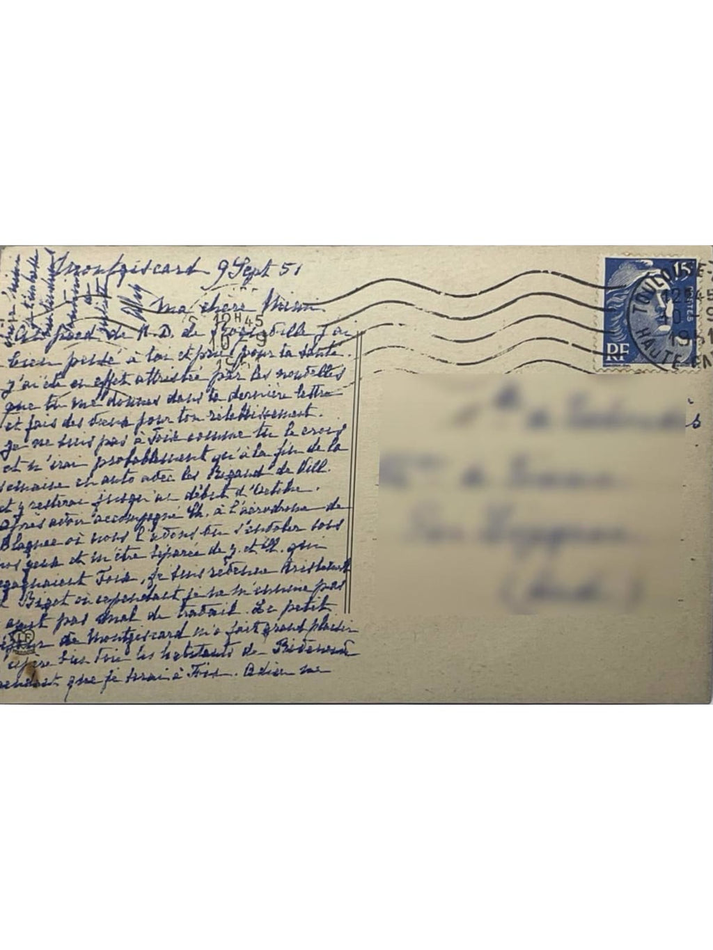 Verso de la carte postale