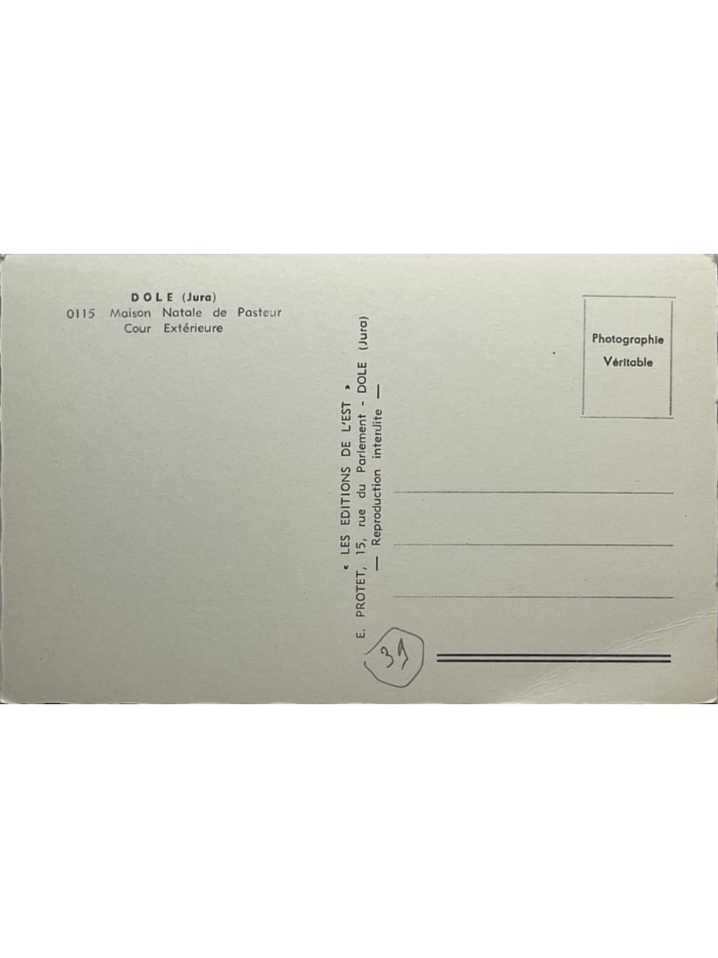 Verso de la carte postale