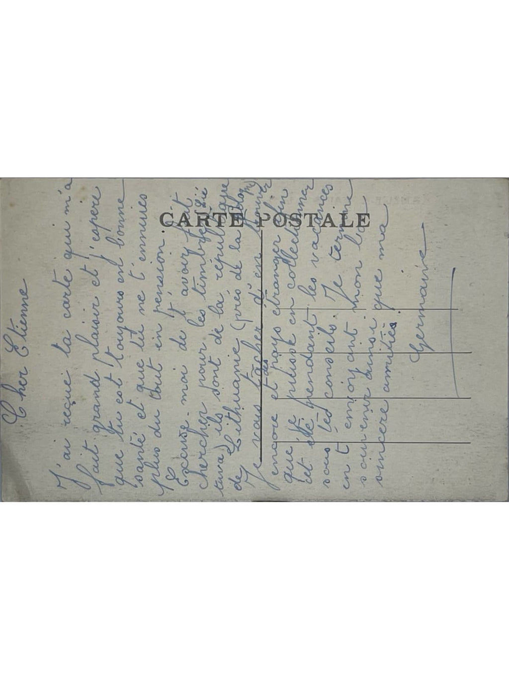 Verso de la carte postale