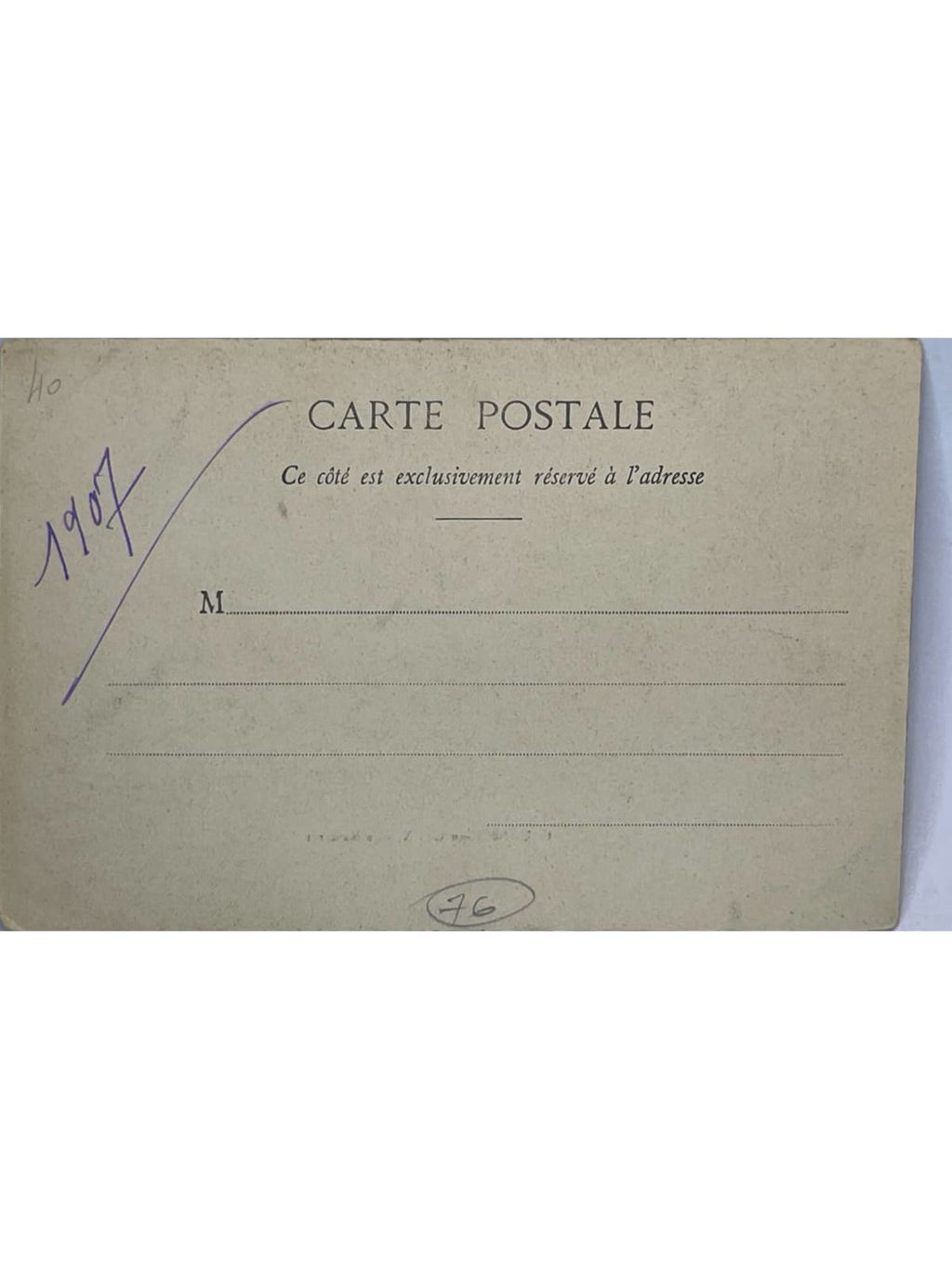 Verso de la carte postale