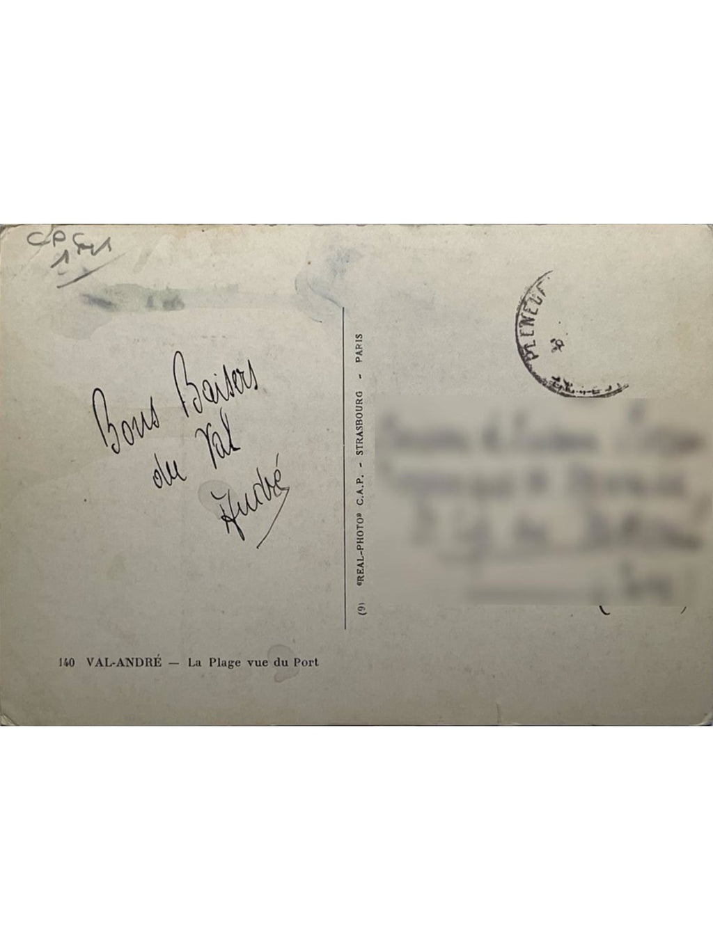Verso de la carte postale