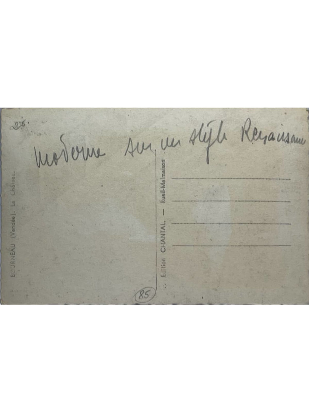 Verso de la carte postale