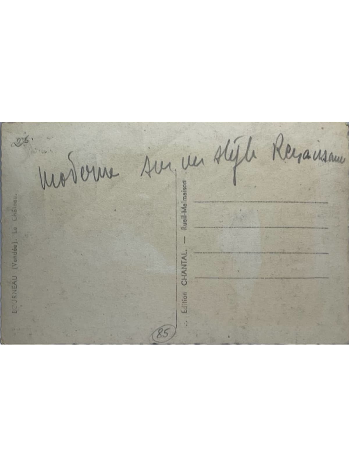 Verso de la carte postale
