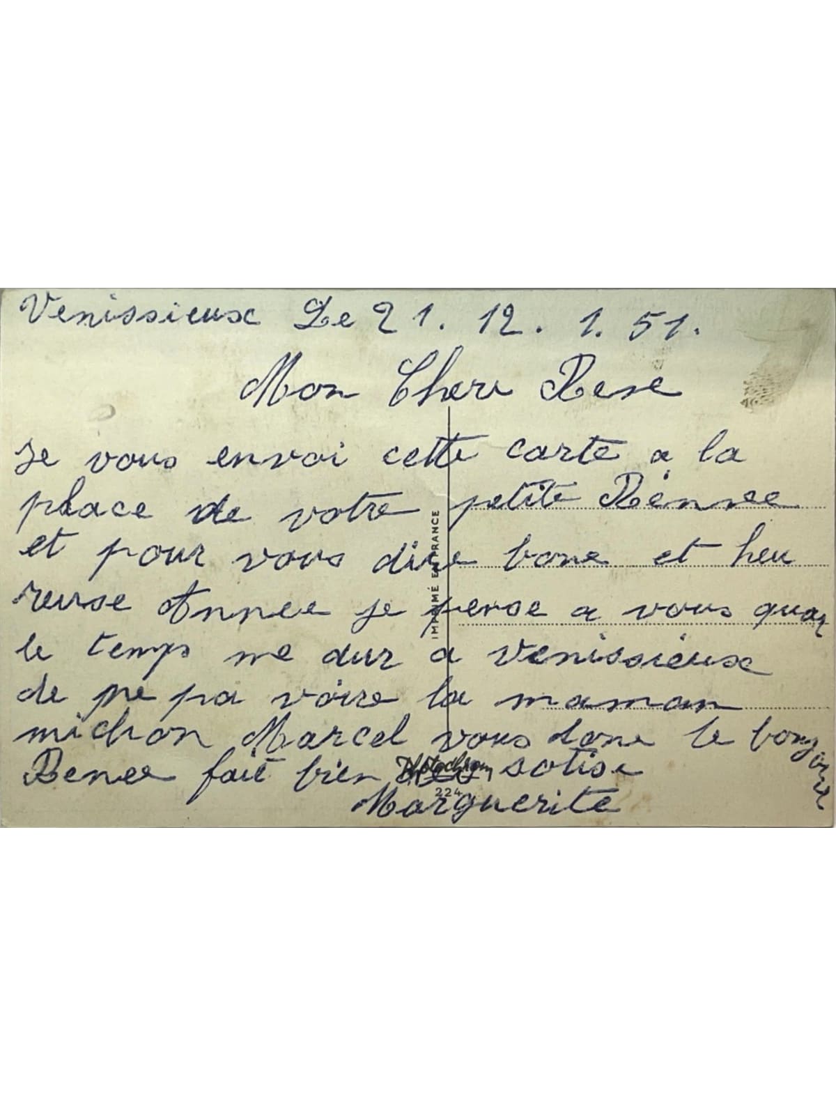 Verso de la carte postale