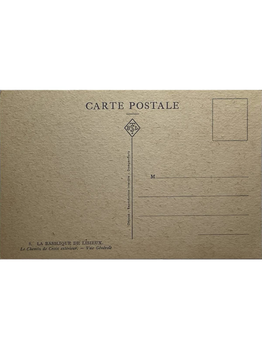 Verso de la carte postale