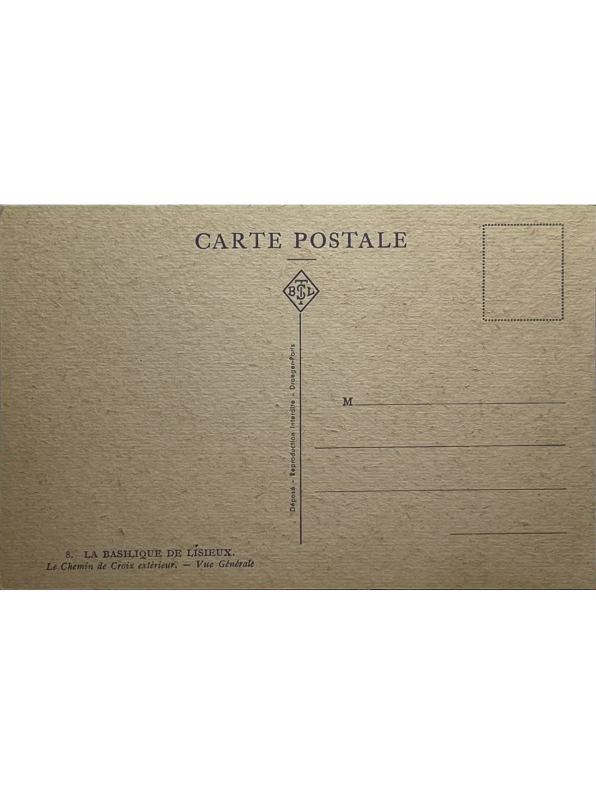 Verso de la carte postale