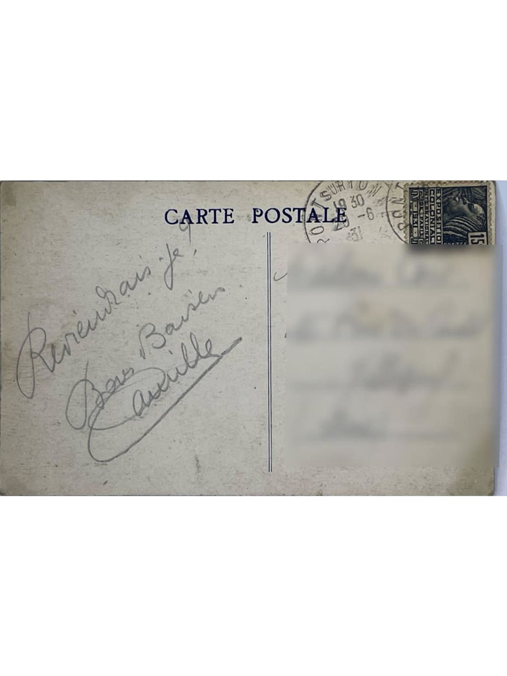 Verso de la carte postale