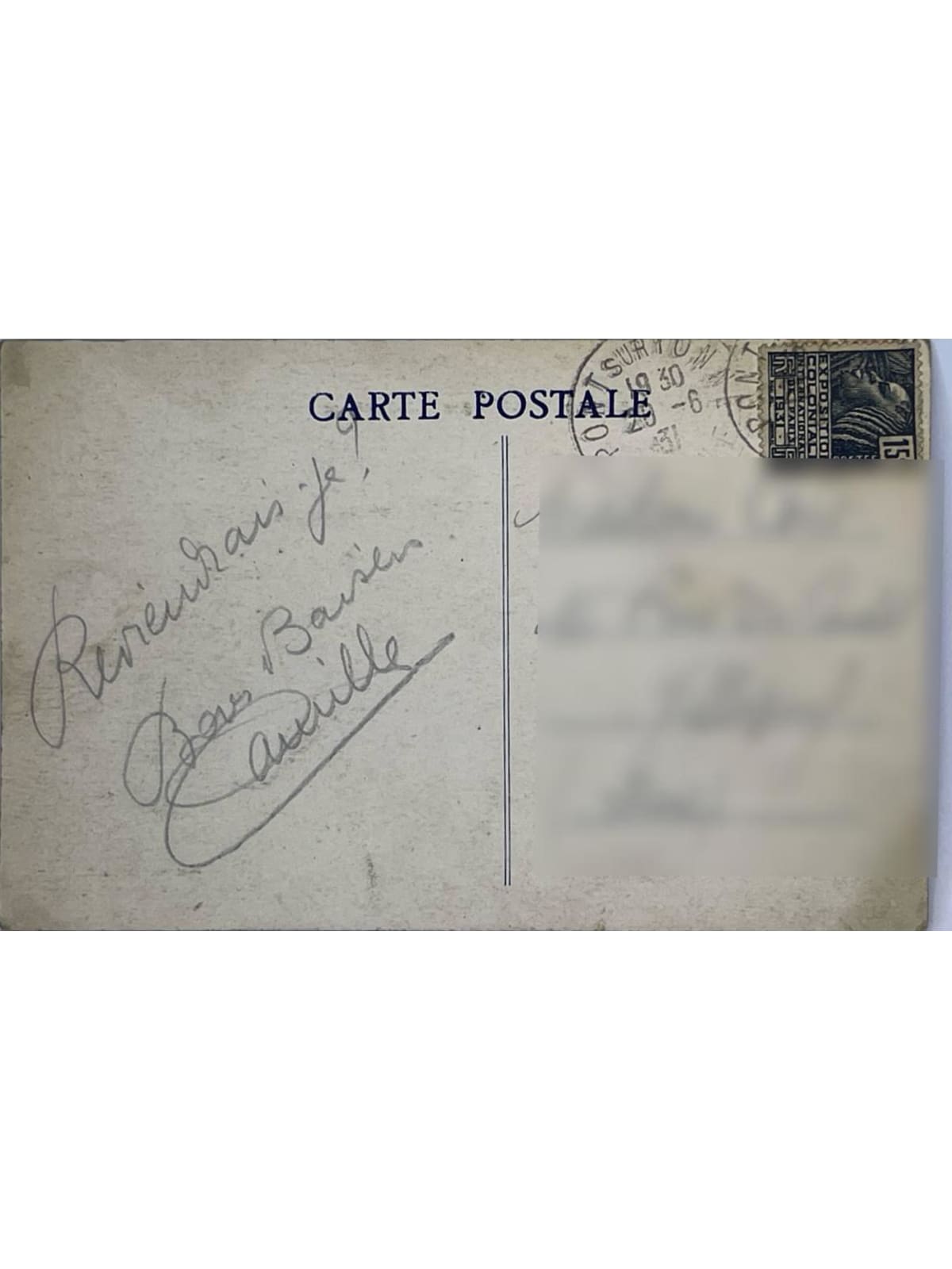 Verso de la carte postale