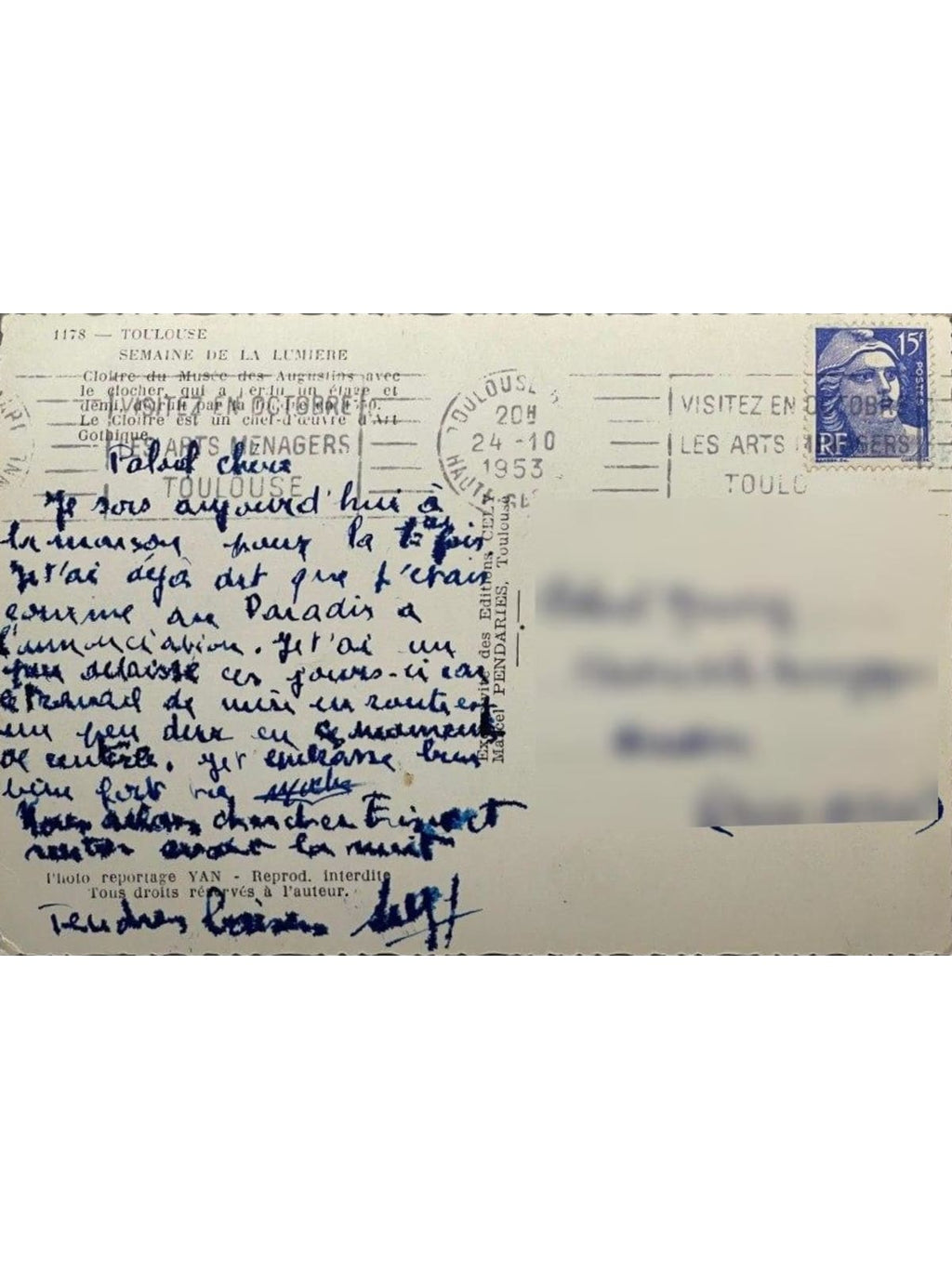Verso de la carte postale