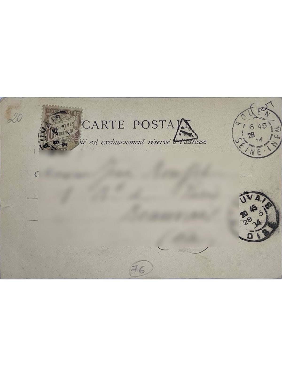 Verso de la carte postale