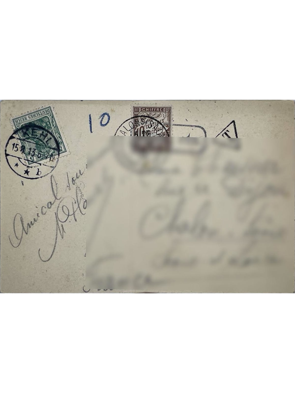 Verso de la carte postale