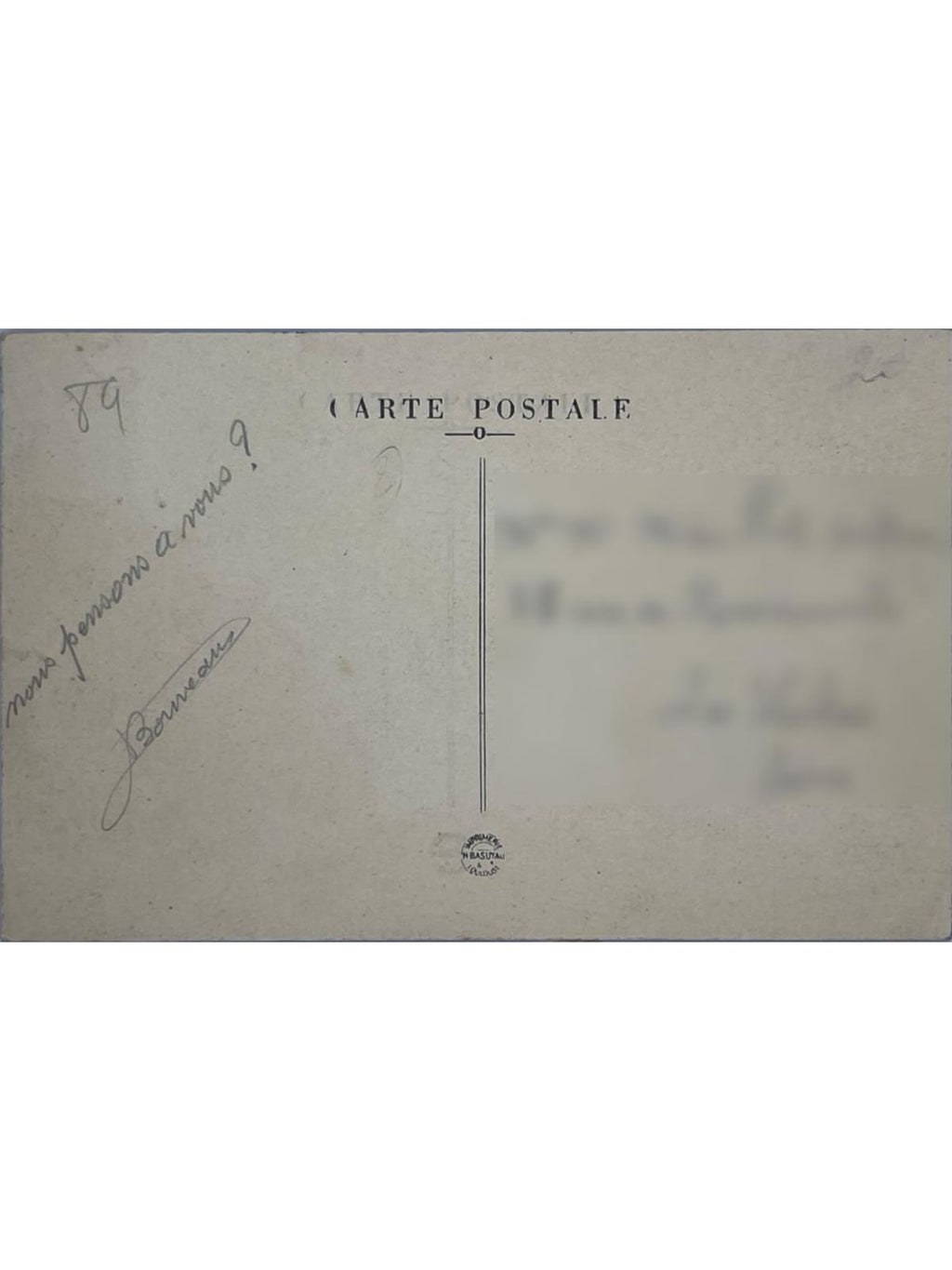 Verso de la carte postale