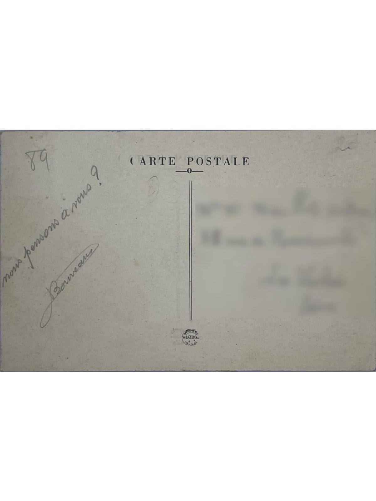 Verso de la carte postale
