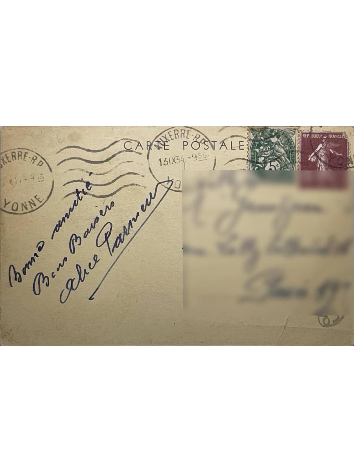 Verso de la carte postale