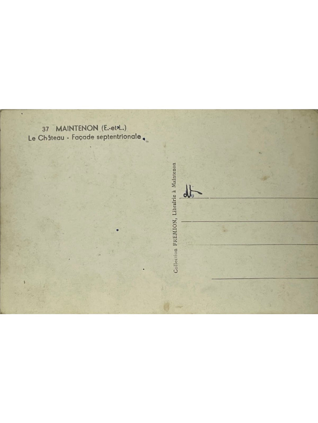 Verso de la carte postale