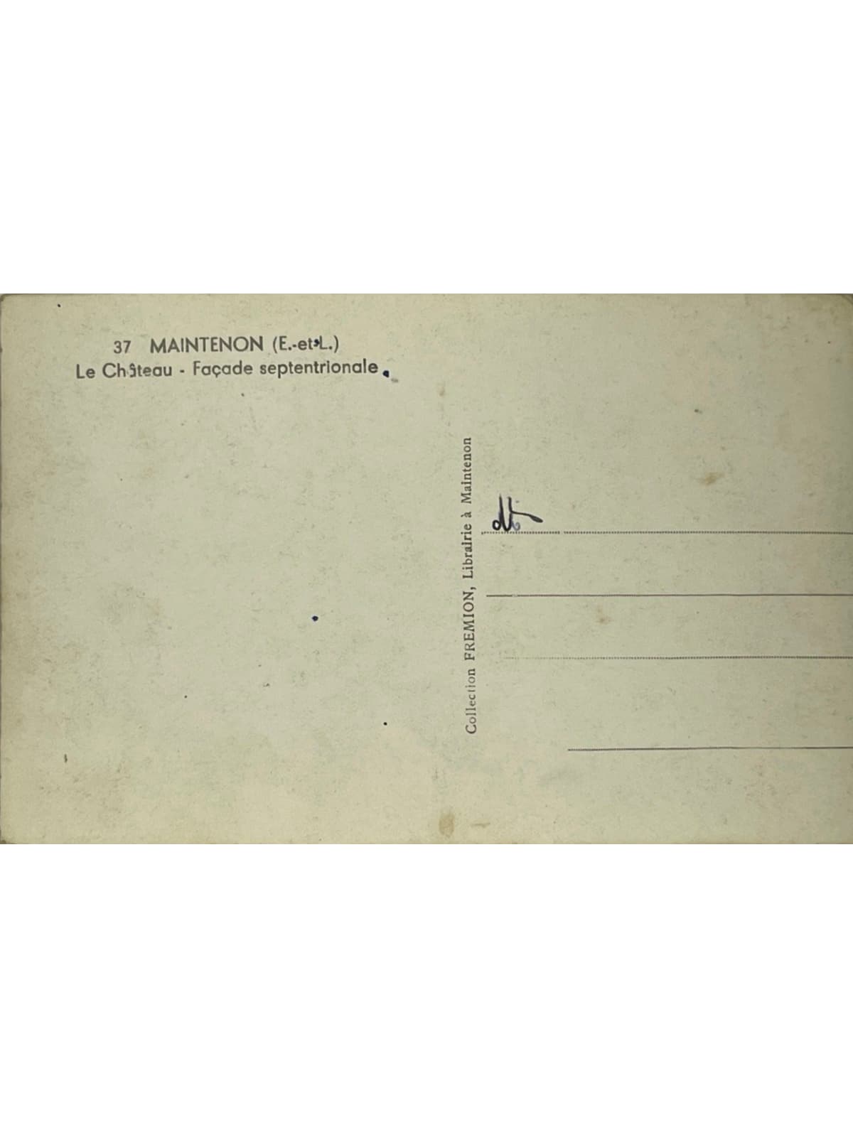Verso de la carte postale