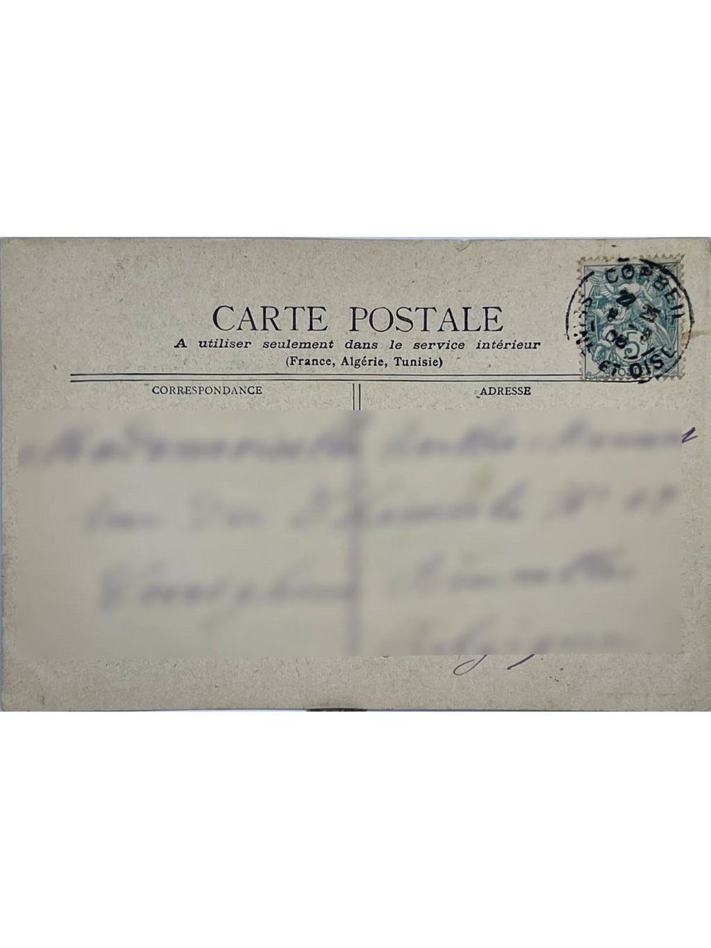 Verso de la carte postale