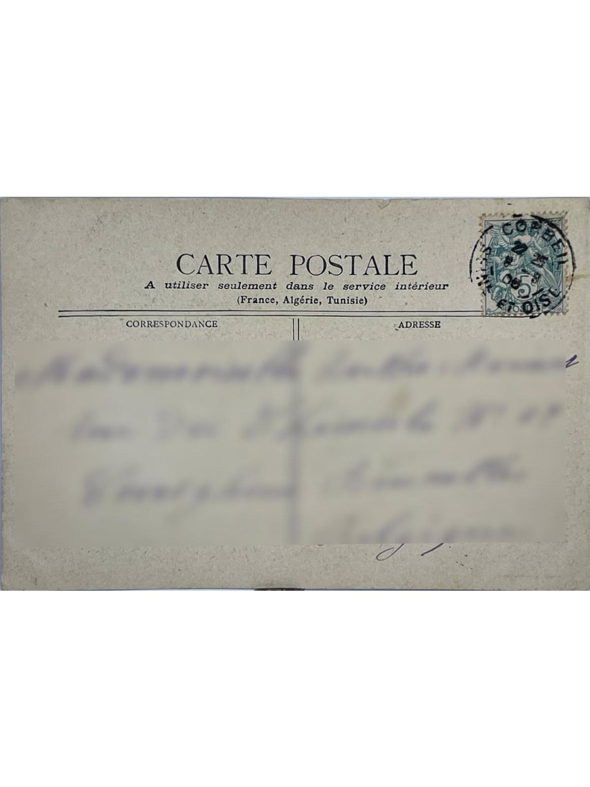 Verso de la carte postale