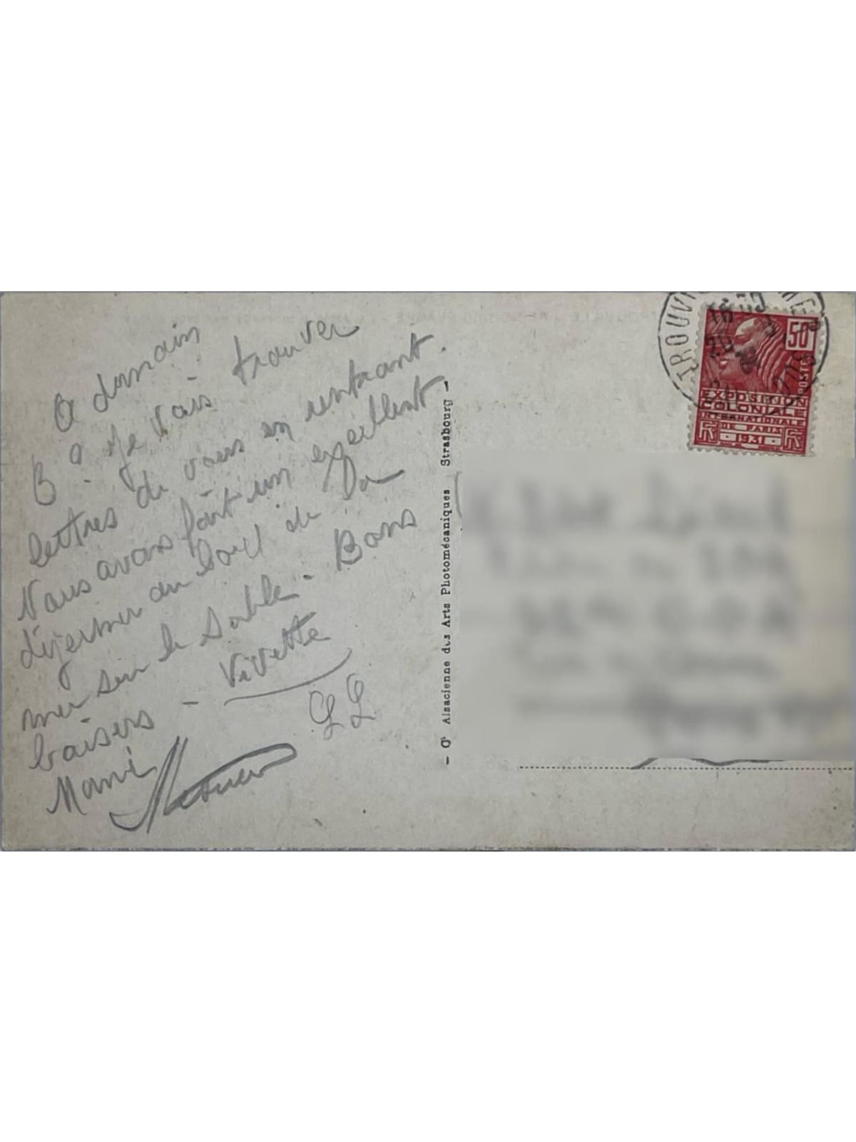 Verso de la carte postale