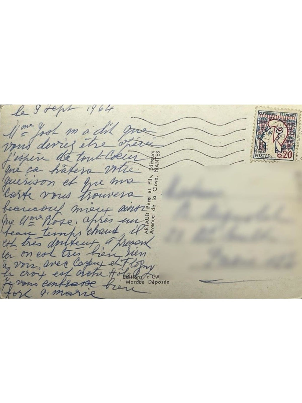 Verso de la carte postale