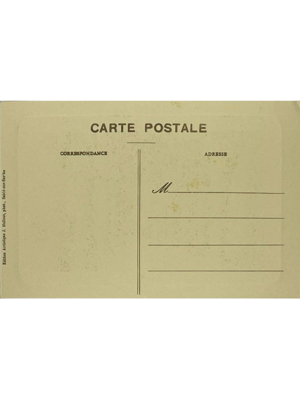 Verso de la carte postale