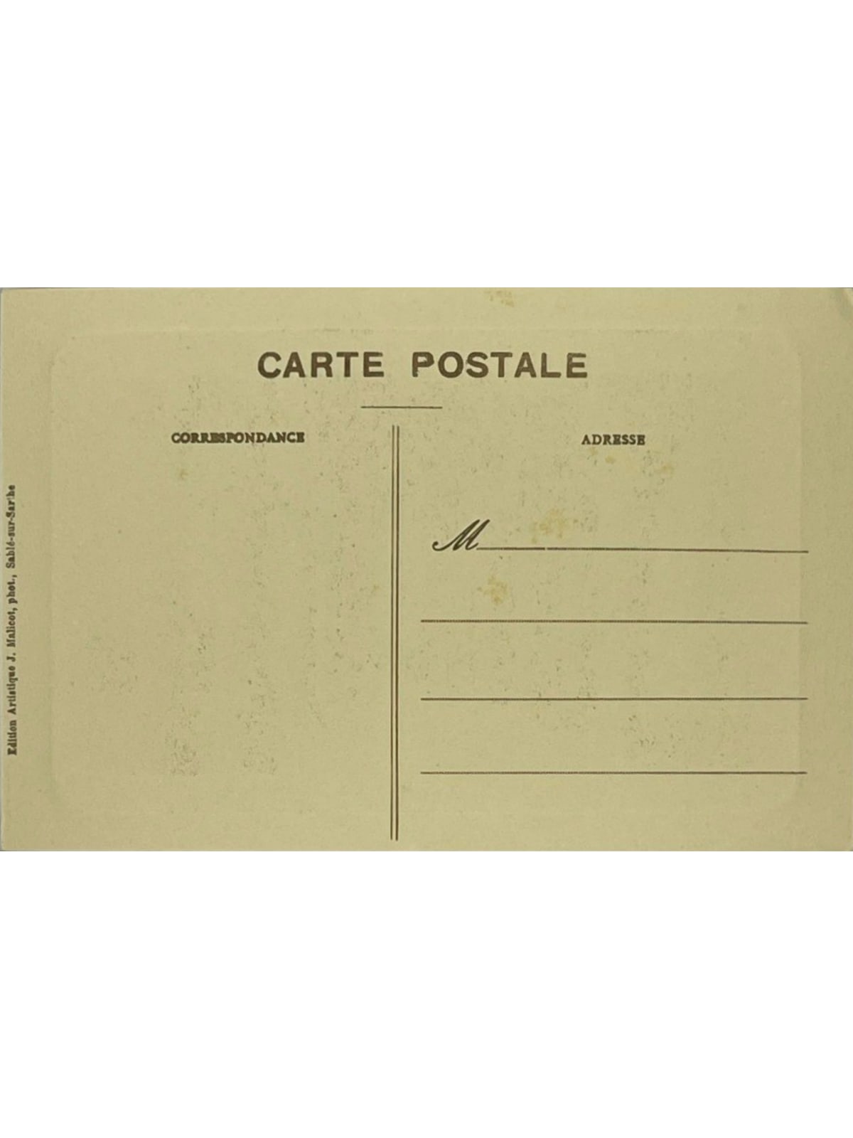 Verso de la carte postale