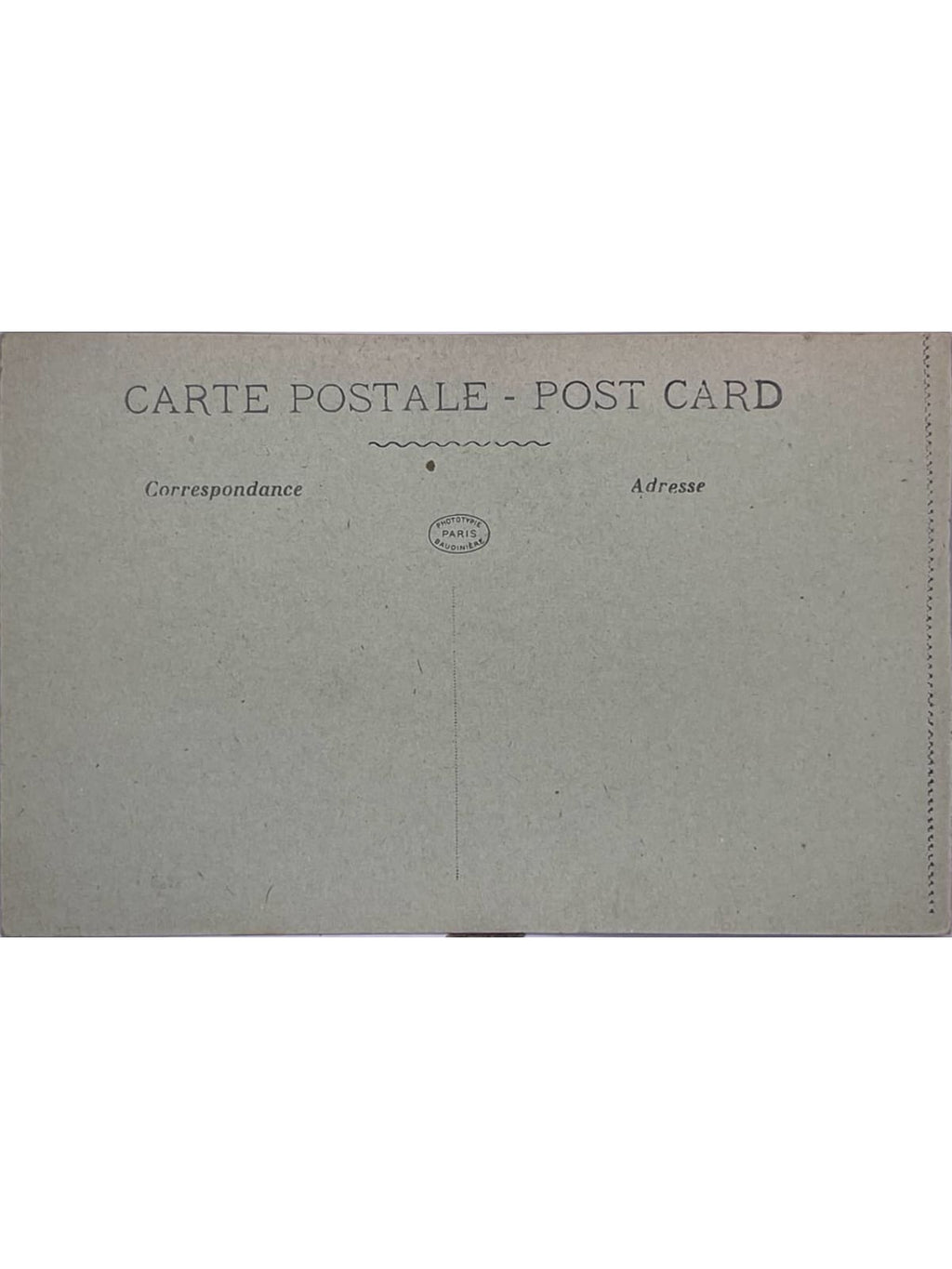 Verso de la carte postale