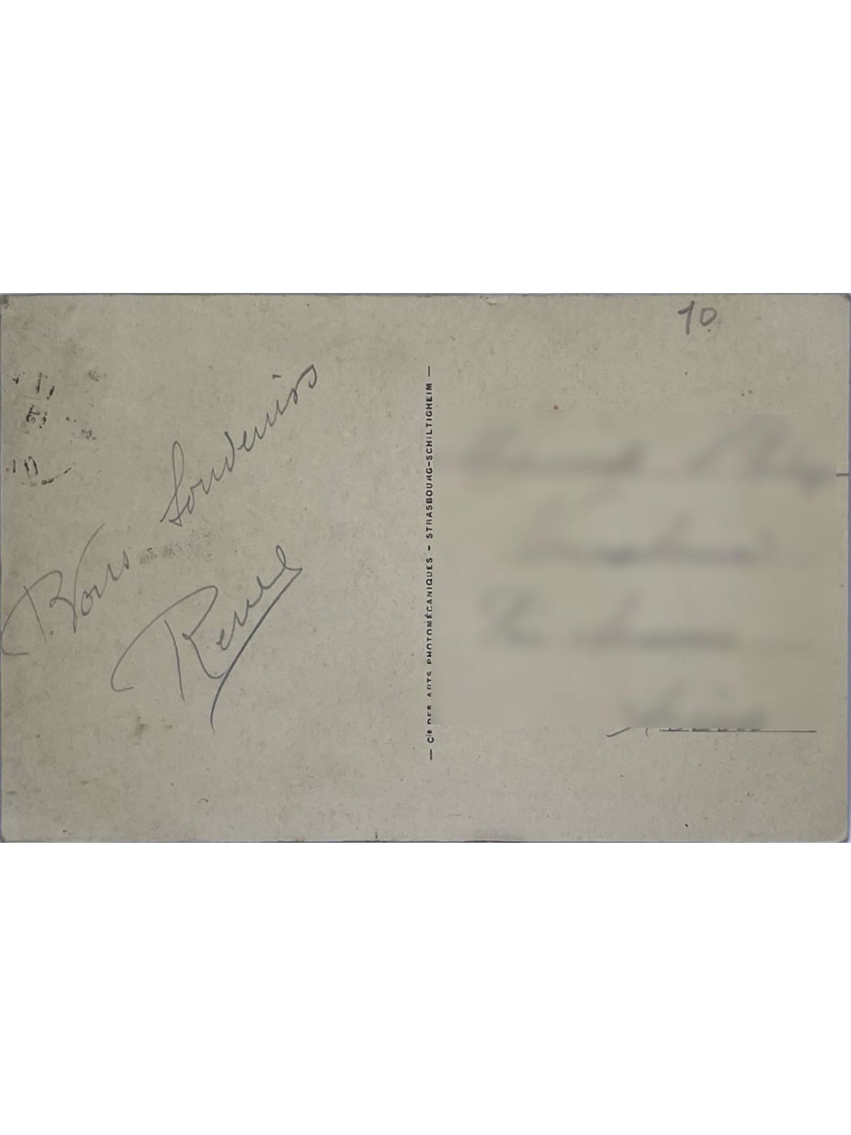 Verso de la carte postale