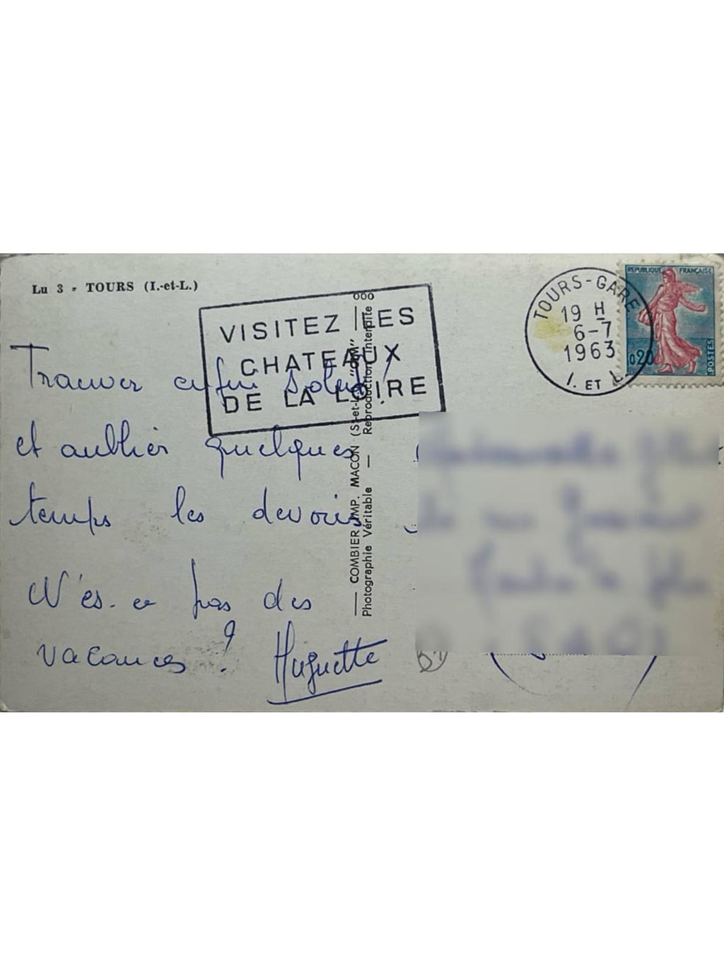 Verso de la carte postale
