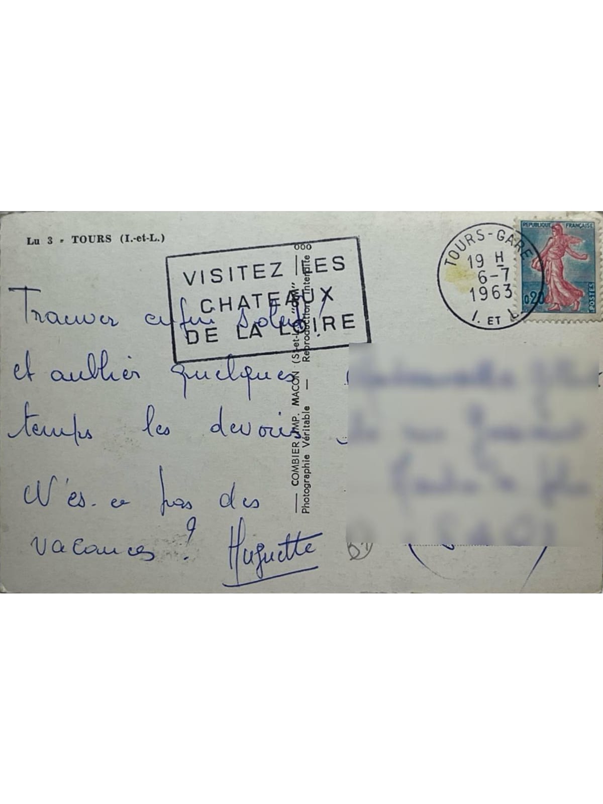 Verso de la carte postale