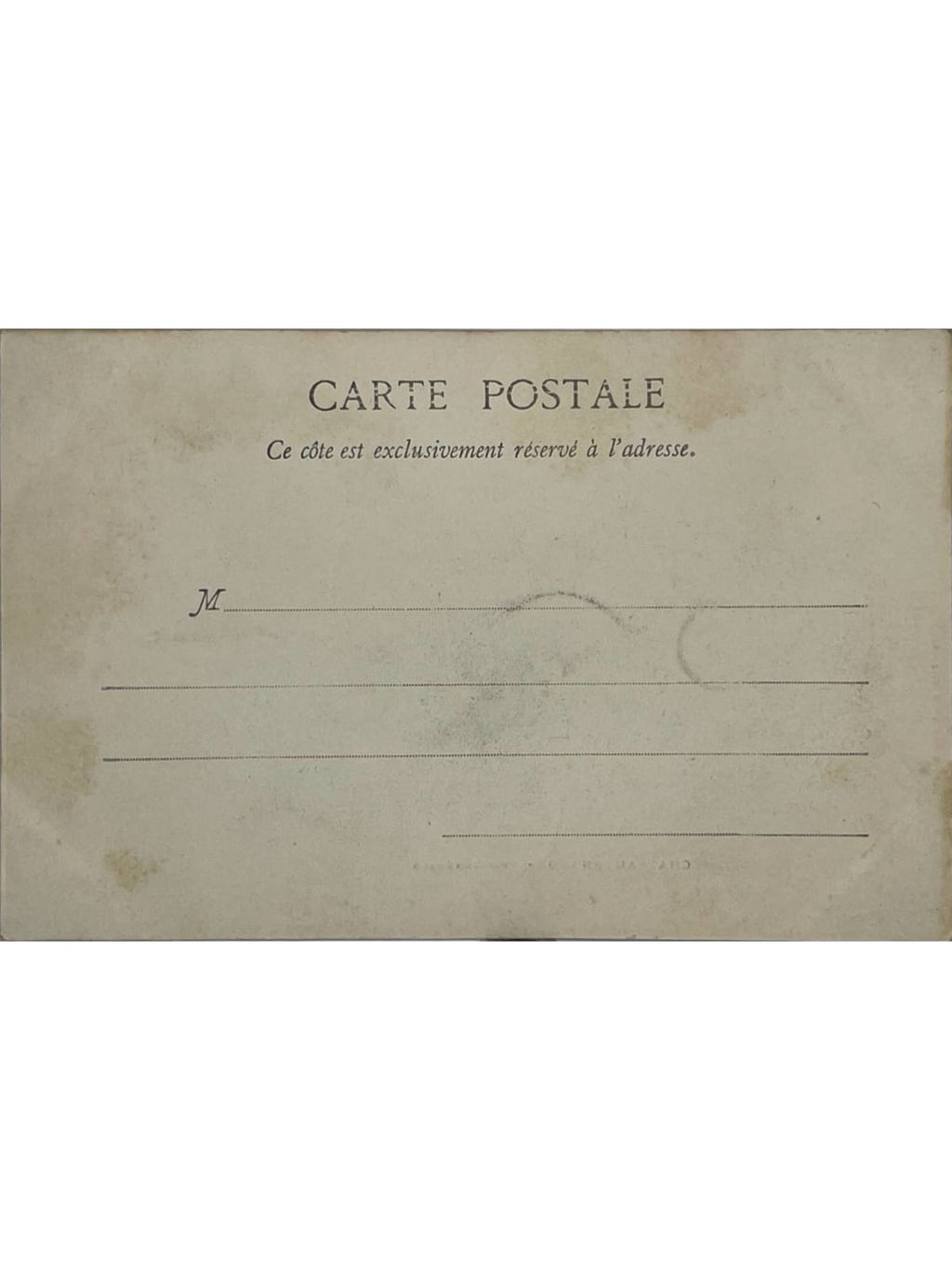 Verso de la carte postale
