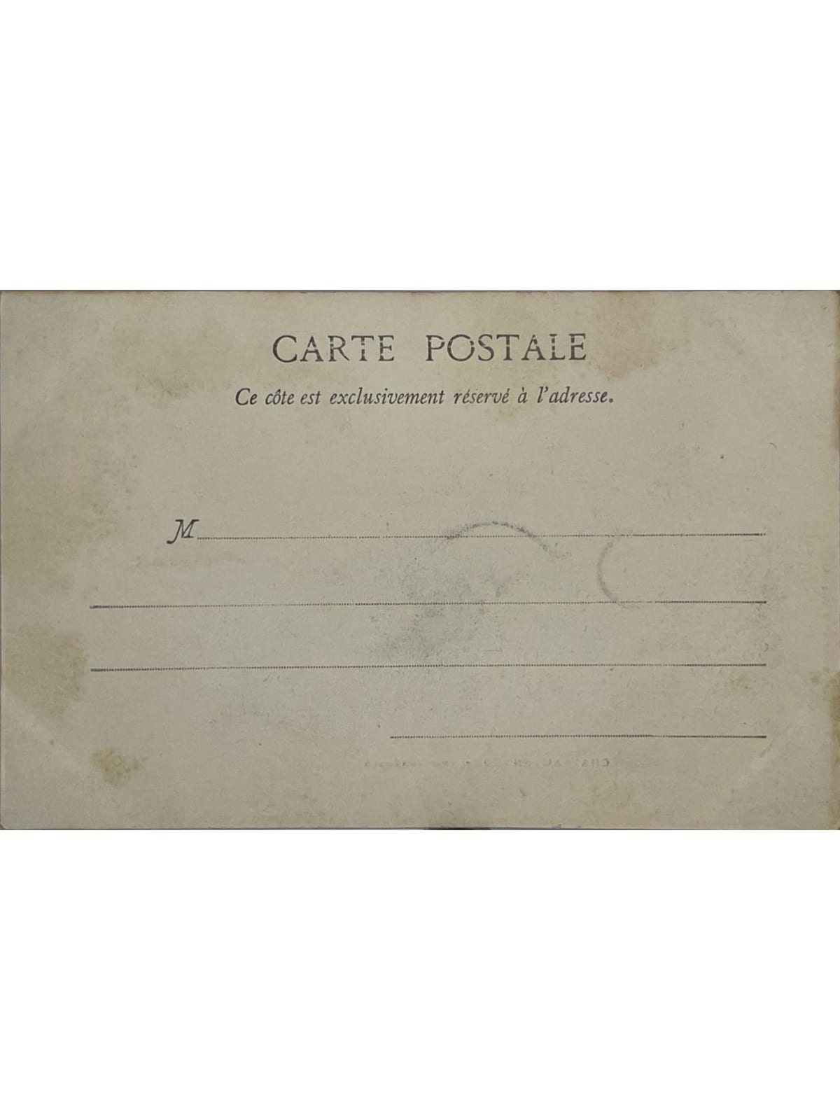 Verso de la carte postale