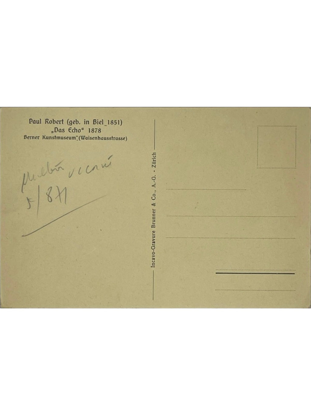 Verso de la carte postale