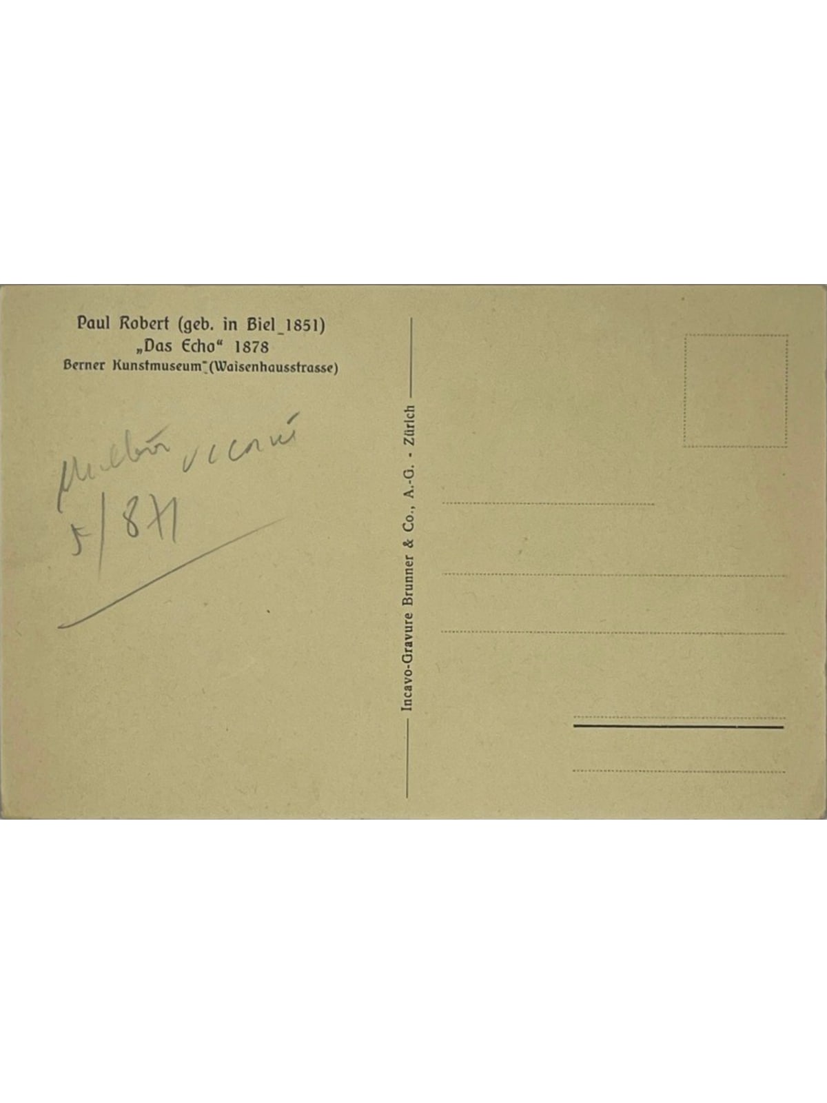 Verso de la carte postale