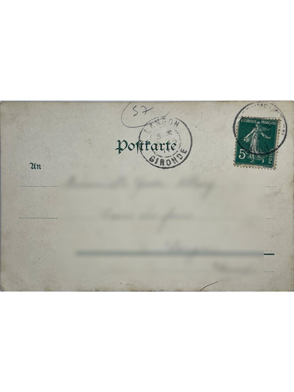 Verso de la carte postale