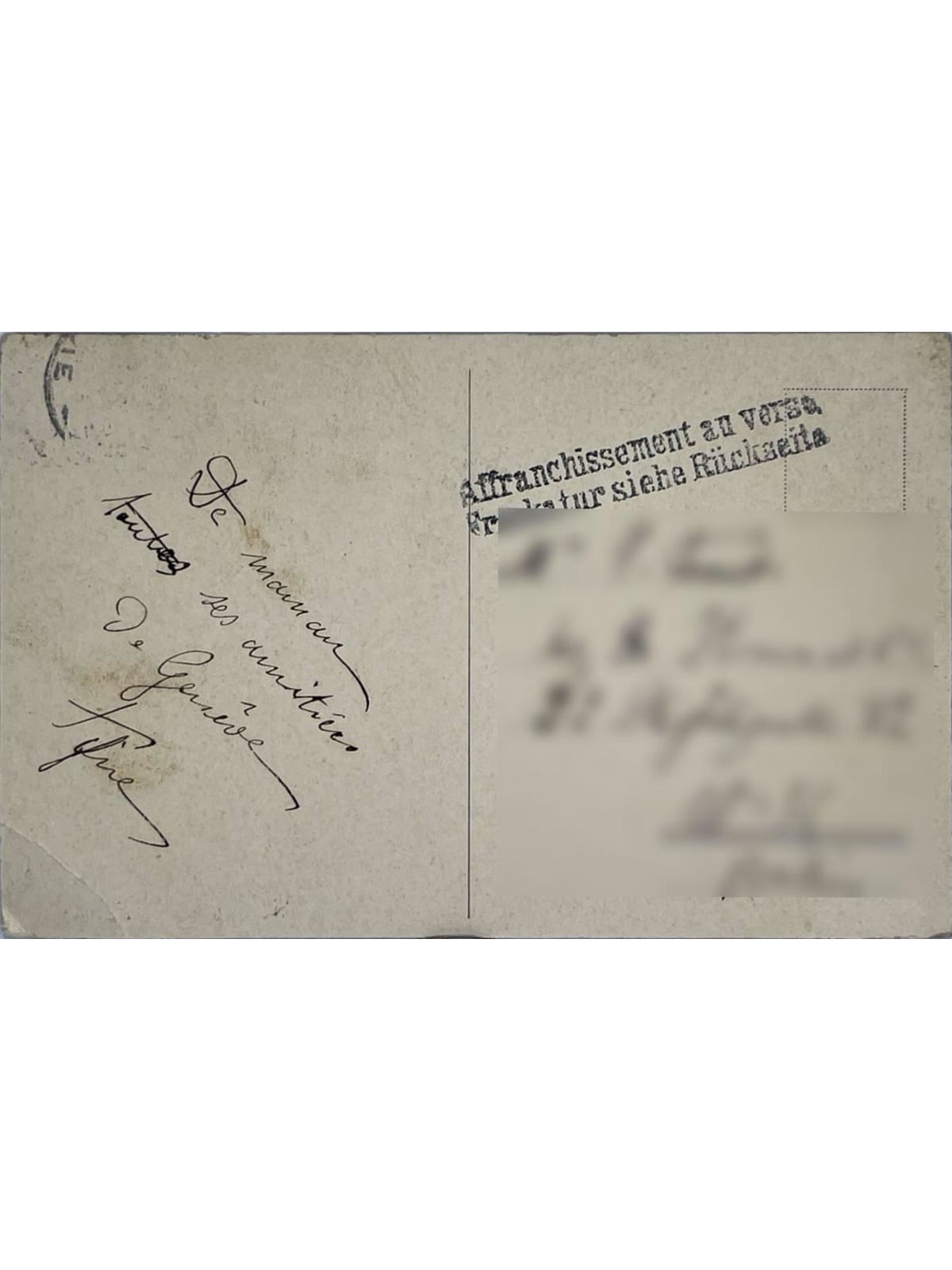 Verso de la carte postale