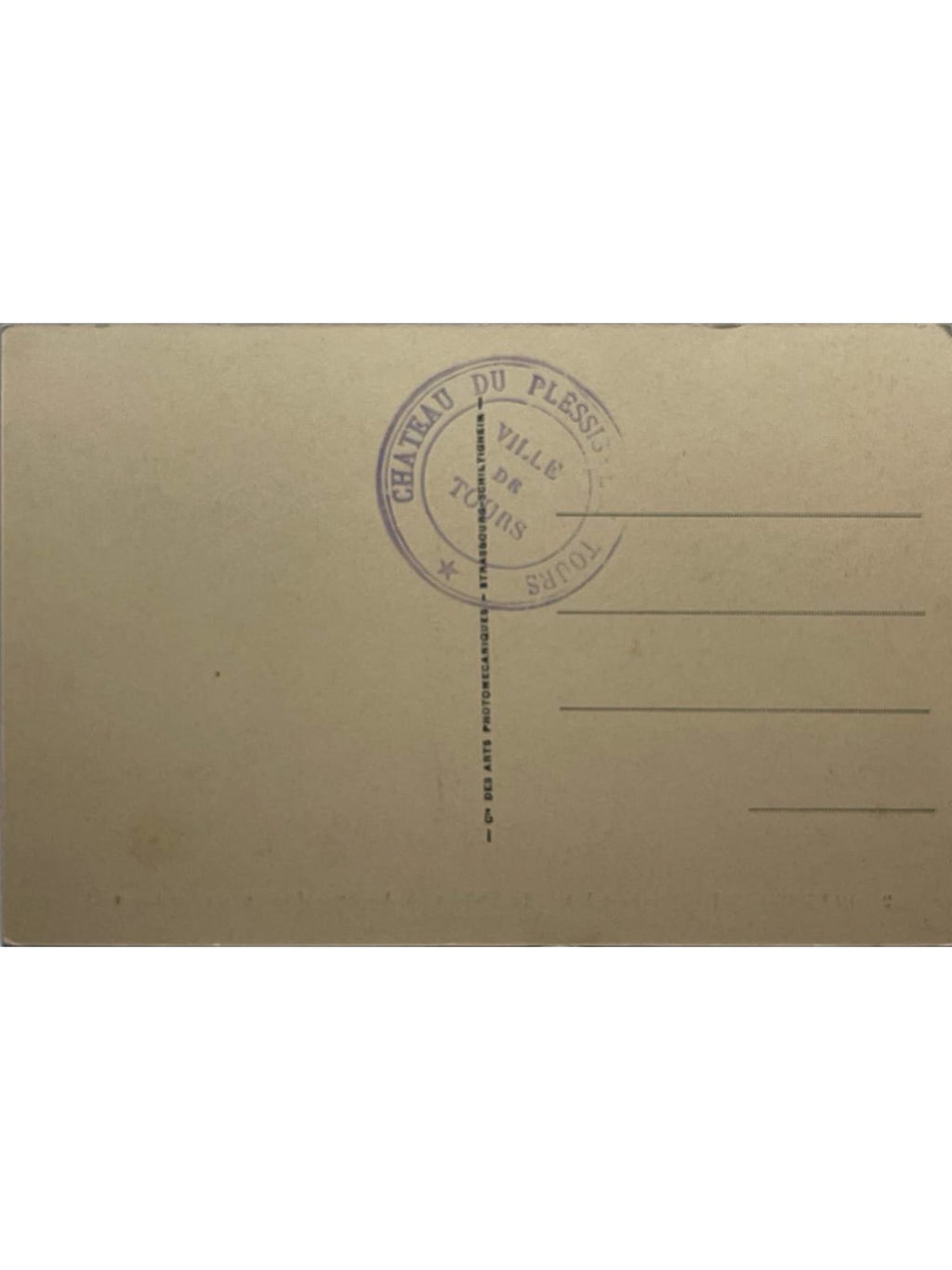 Verso de la carte postale