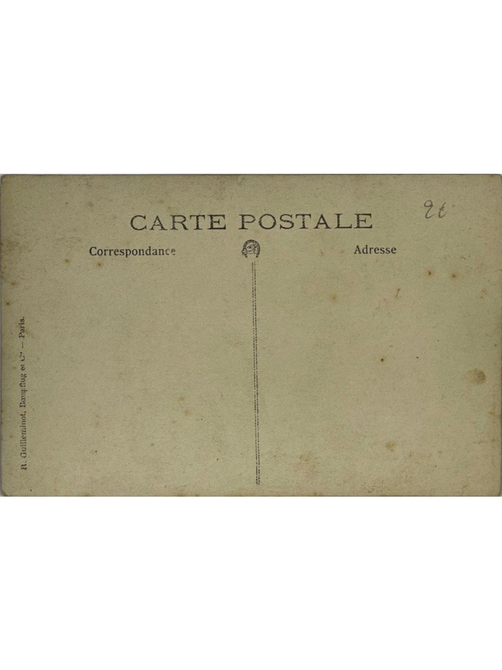 Verso de la carte postale