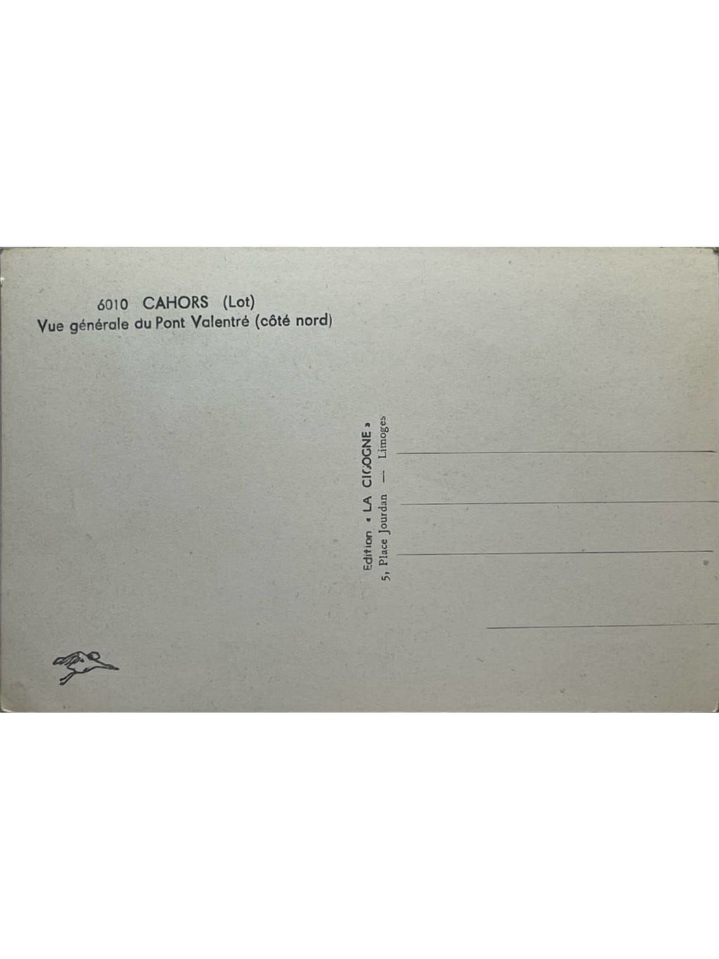 Verso de la carte postale