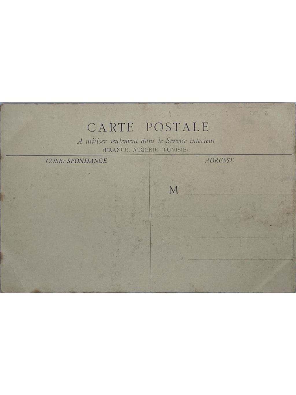 Verso de la carte postale