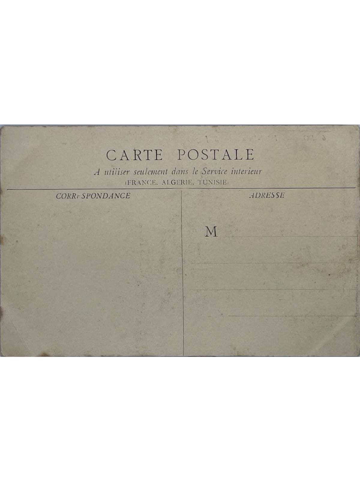 Verso de la carte postale