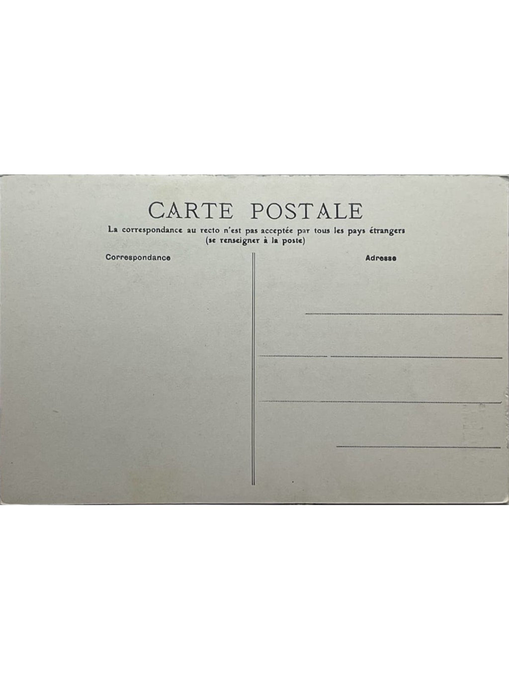 Verso de la carte postale