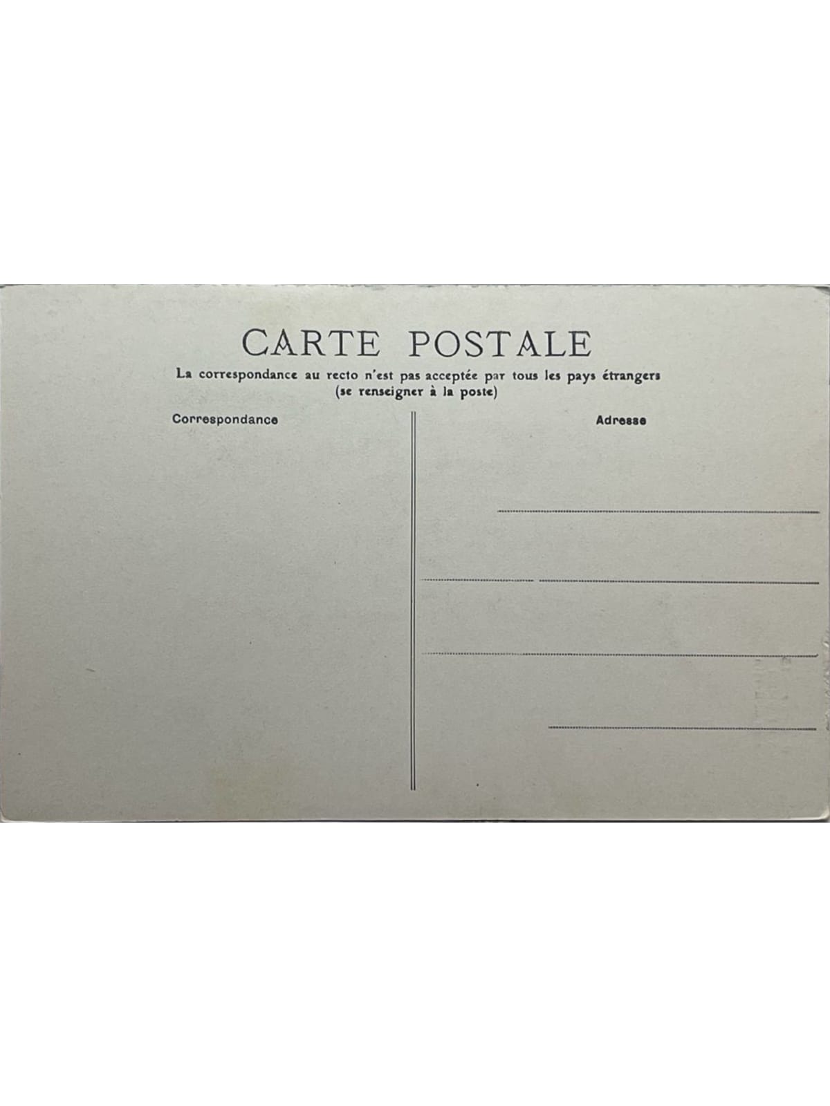 Verso de la carte postale