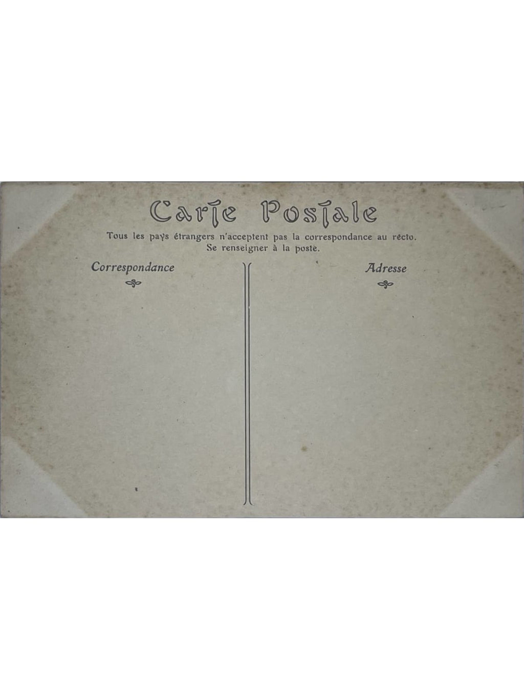 Verso de la carte postale
