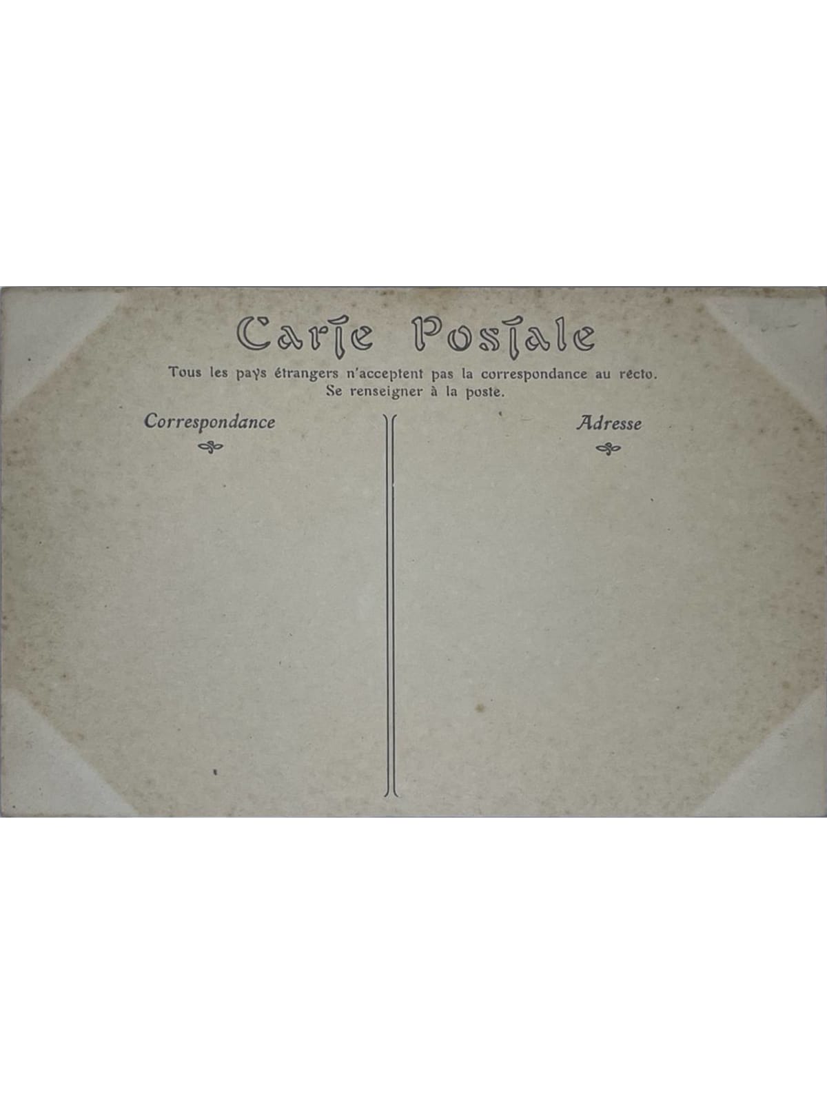 Verso de la carte postale