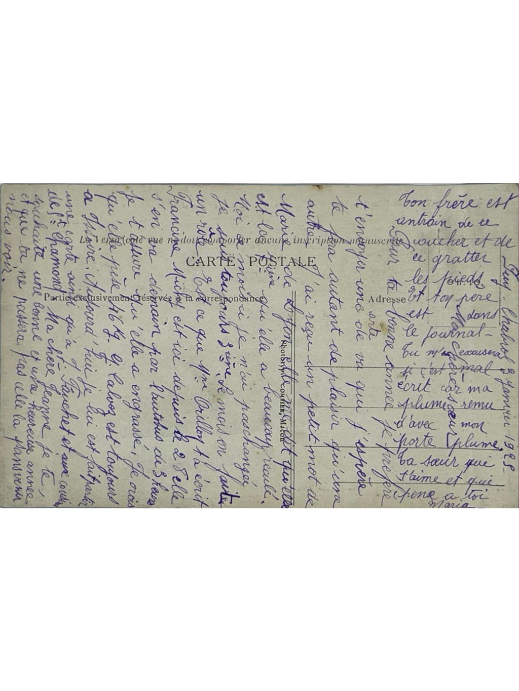 Verso de la carte postale
