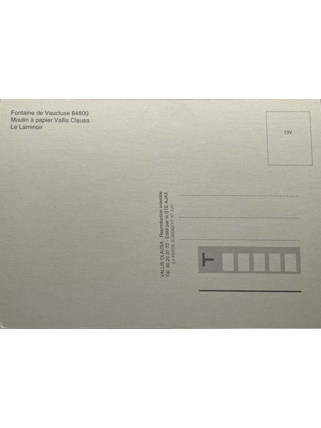 Verso de la carte postale
