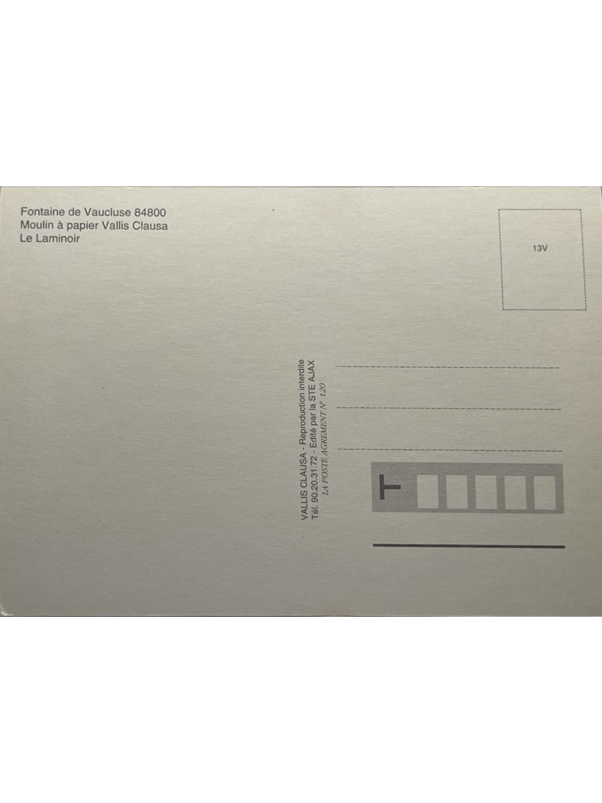 Verso de la carte postale